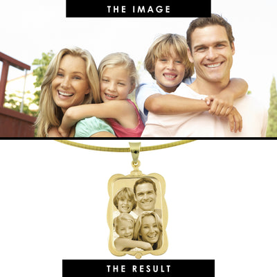 9ct Gold Designer Rectangle Photo Engraved Pendant