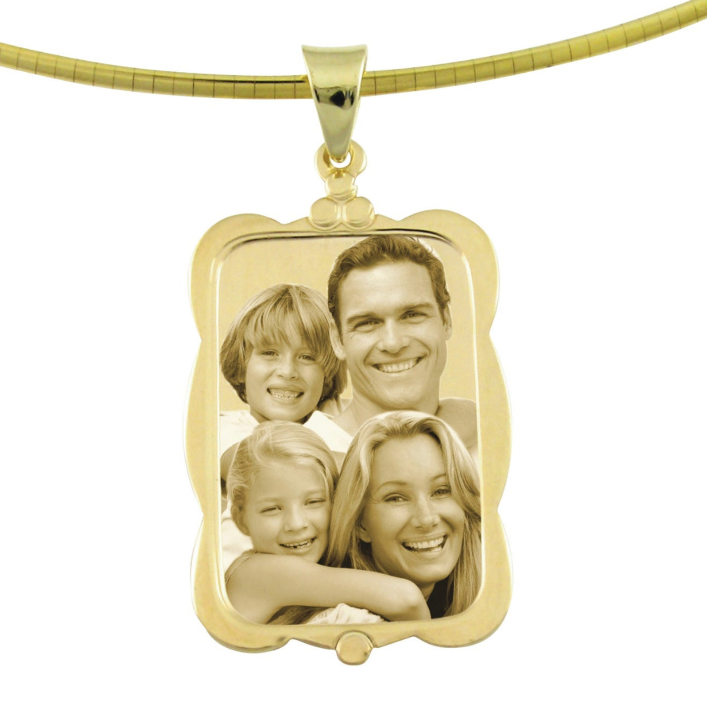 9ct Gold Designer Rectangle Photo Engraved Pendant