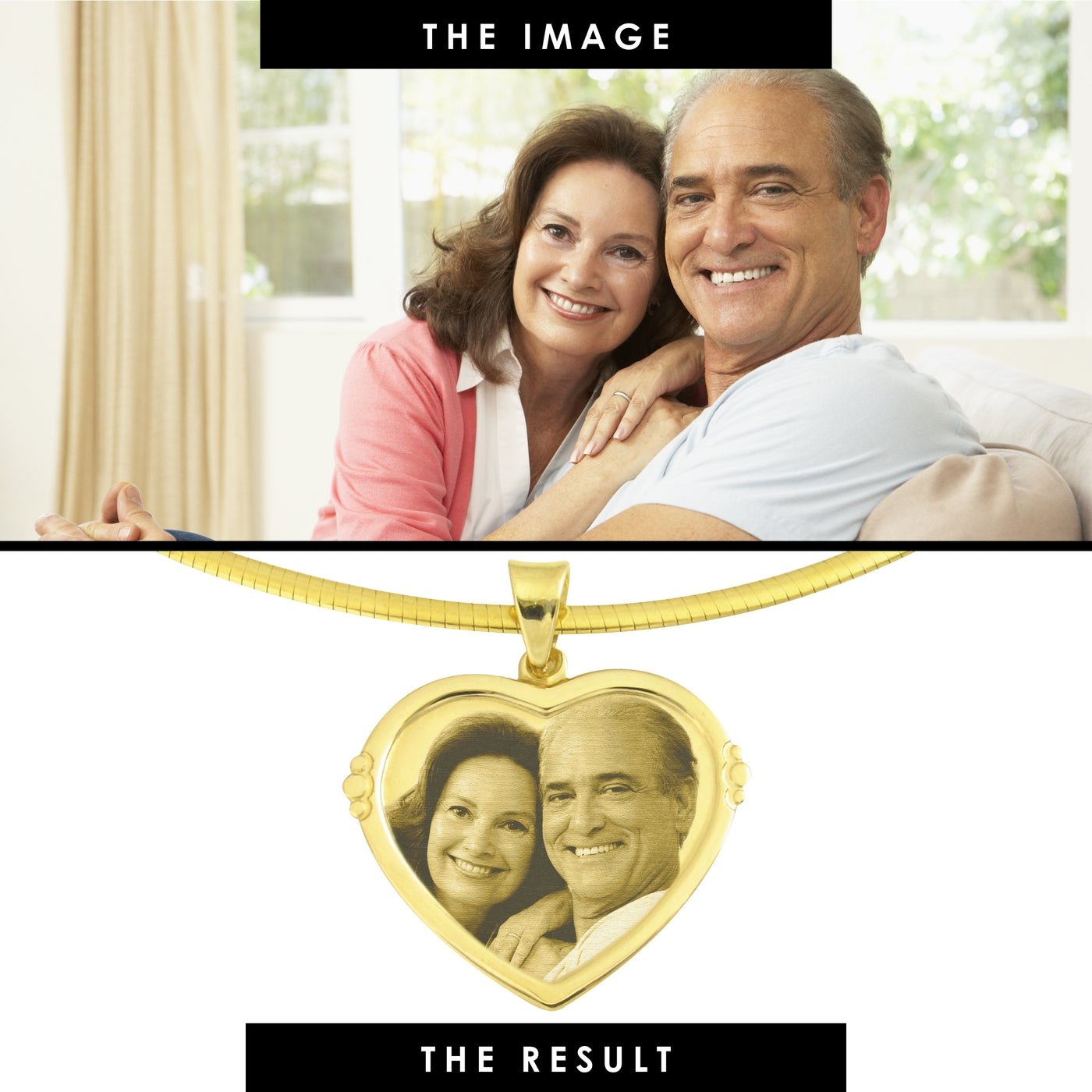 9ct Gold Designer Heart Photo Engraved Pendant
