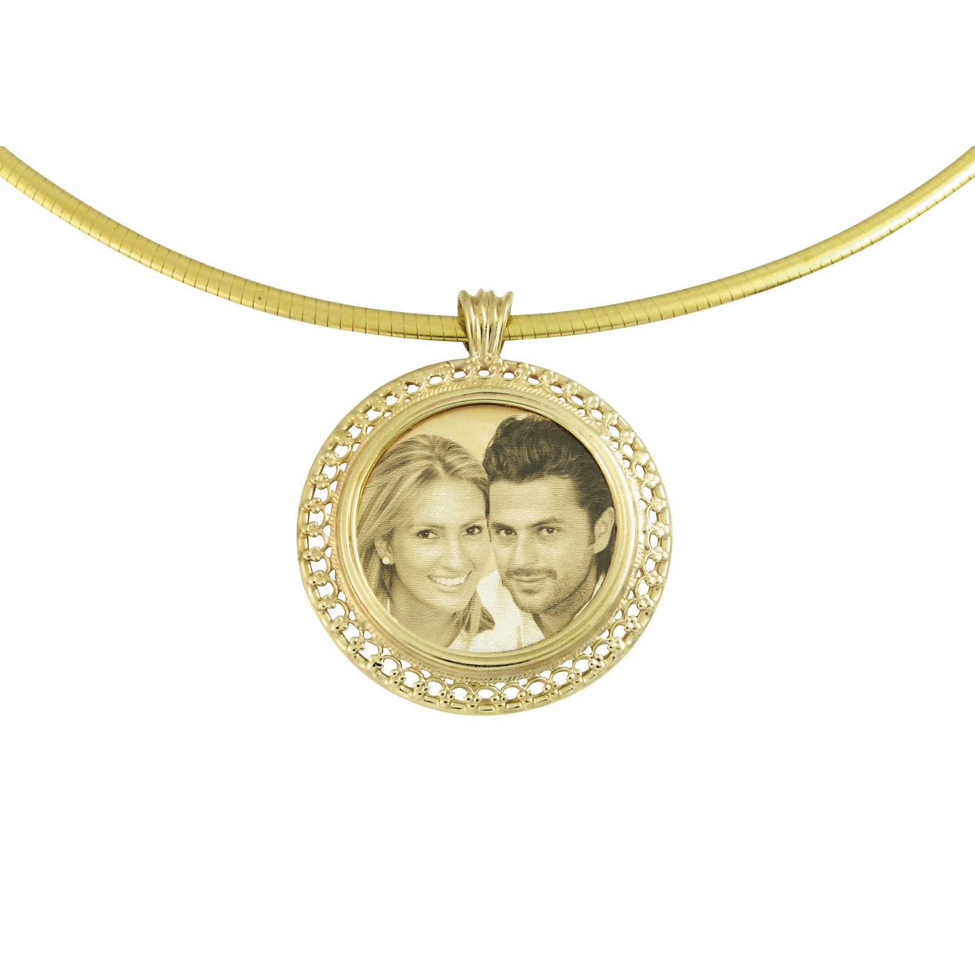 9ct Gold Designer Italian Round Photo Engraved Pendant