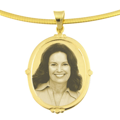 9ct Gold Designer Oval Photo Engraved Pendant
