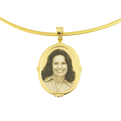 9ct Gold Designer Oval Photo Engraved Pendant