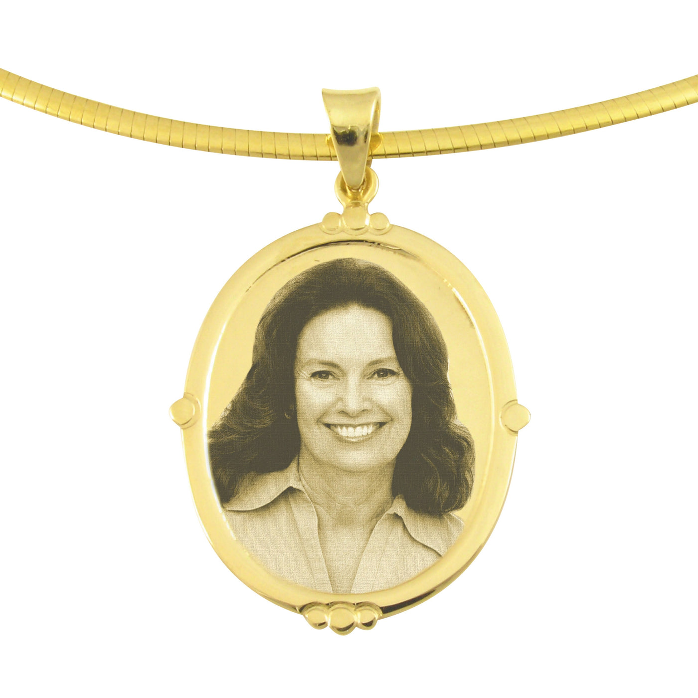 9ct Gold Designer Oval Photo Engraved Pendant