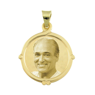9ct Gold Designer Round Photo Engraved Pendant