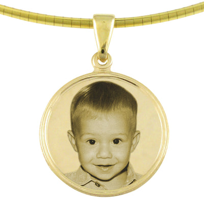 Small Classic Round Photo Engraved Pendant