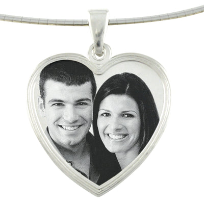 Large Classic Heart Photo Engraved Pendant