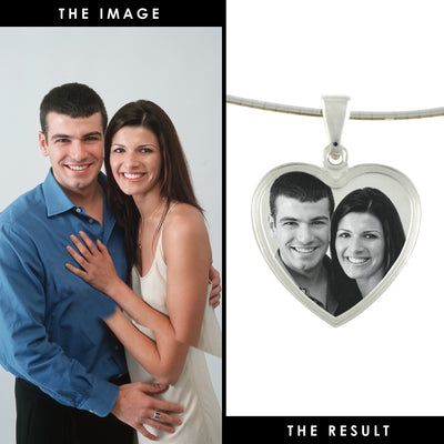 Small Classic Heart Photo Engraved Pendant