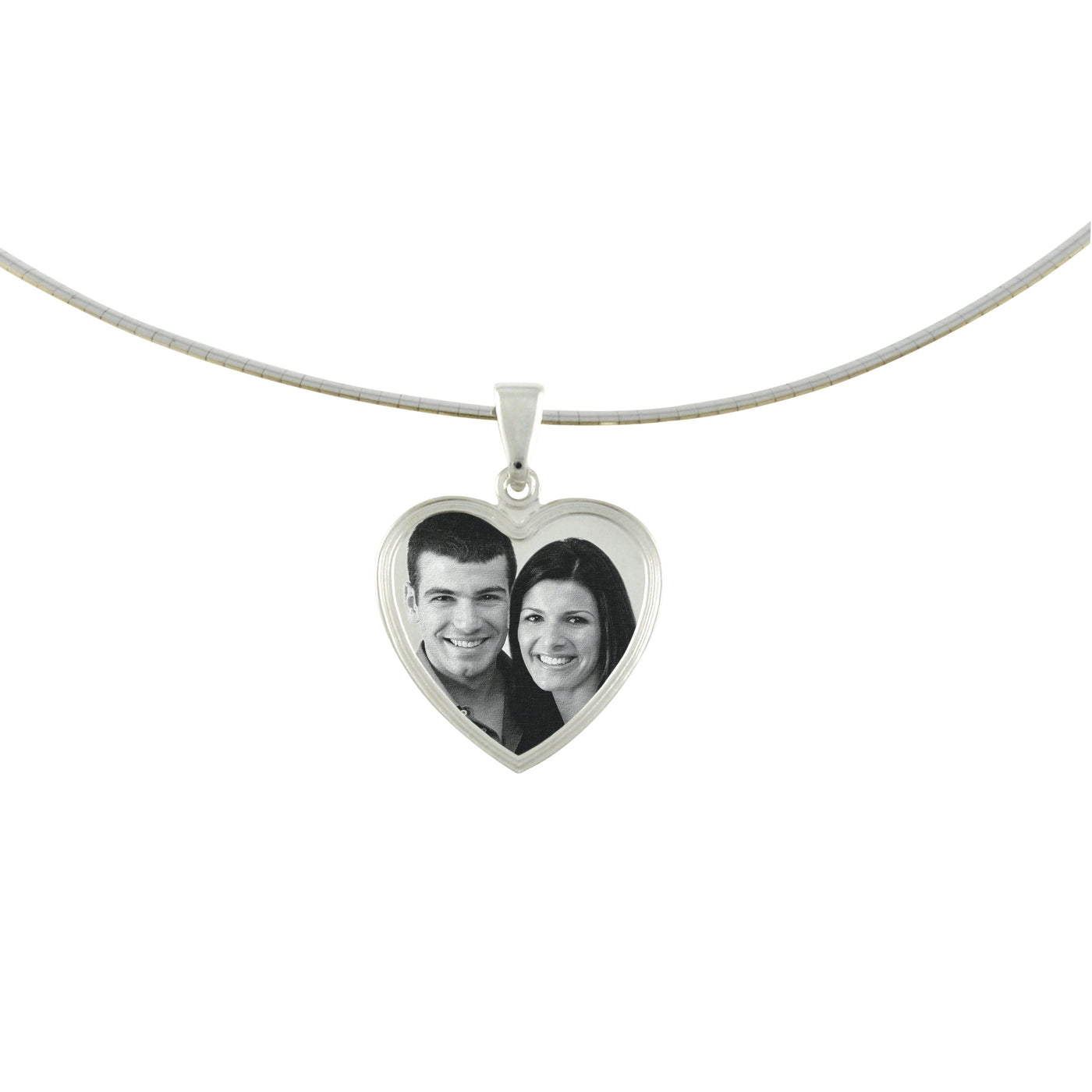 Small Classic Heart Photo Engraved Pendant