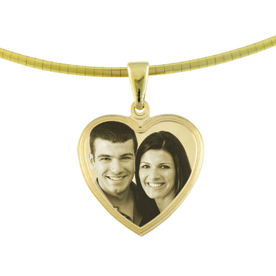 Small Classic Heart Photo Engraved Pendant