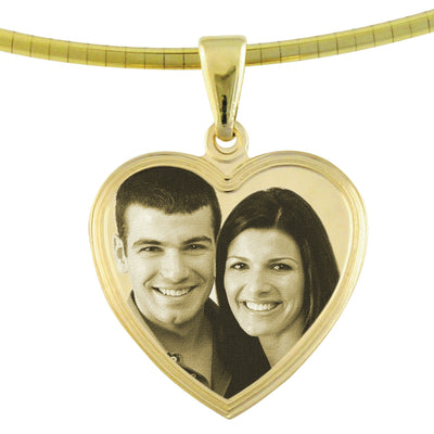 Small Classic Heart Photo Engraved Pendant