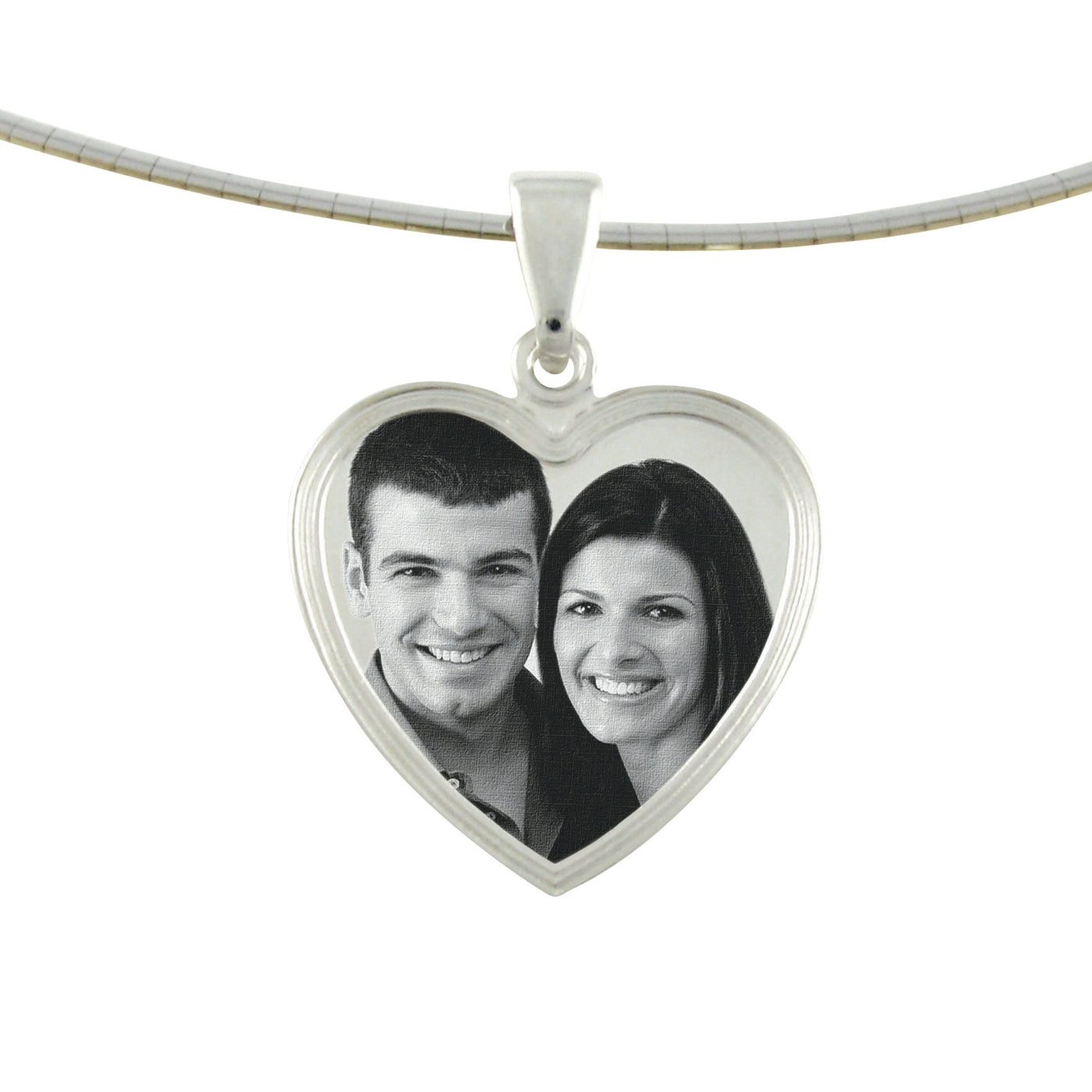 Small Classic Heart Photo Engraved Pendant