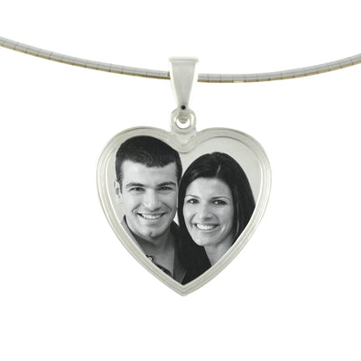 Small Classic Heart Photo Engraved Pendant