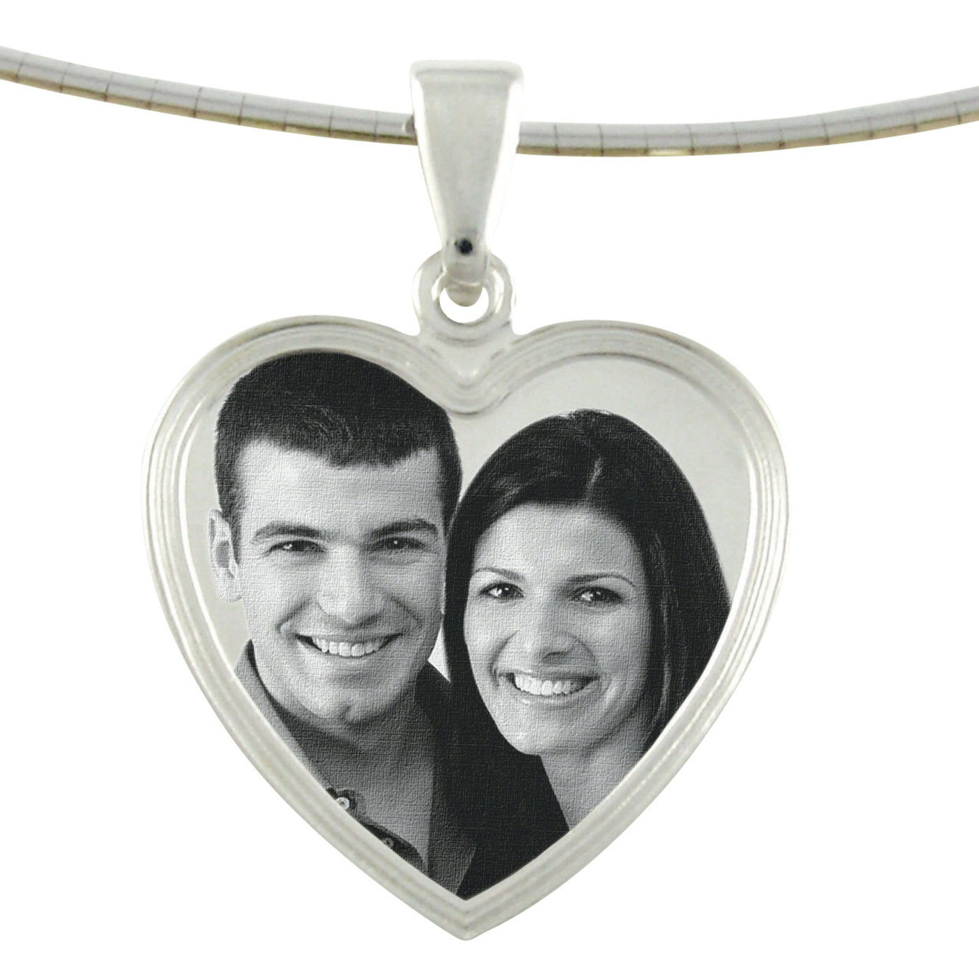 Small Classic Heart Photo Engraved Pendant