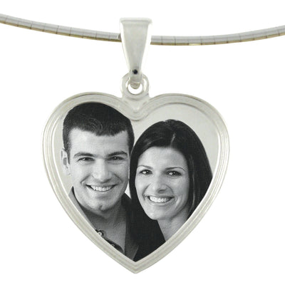 Small Classic Heart Photo Engraved Pendant