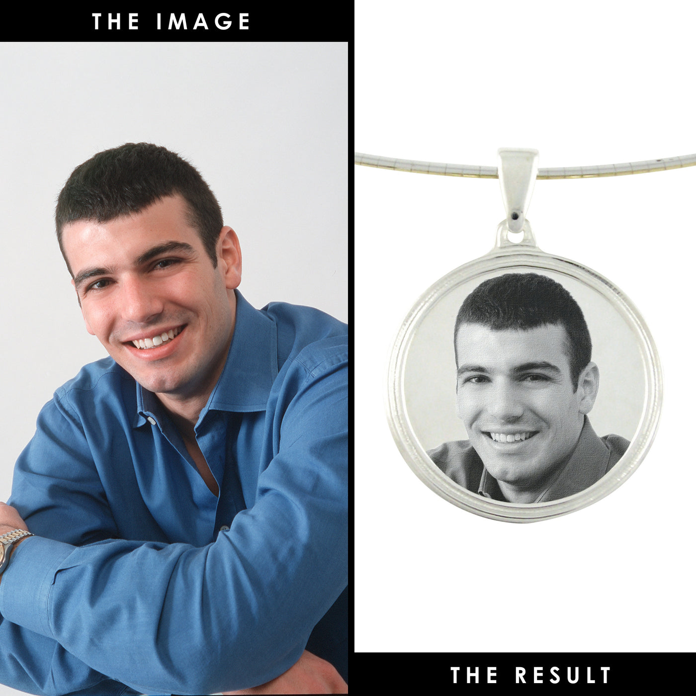 Large Classic Round Photo Engraved Pendant