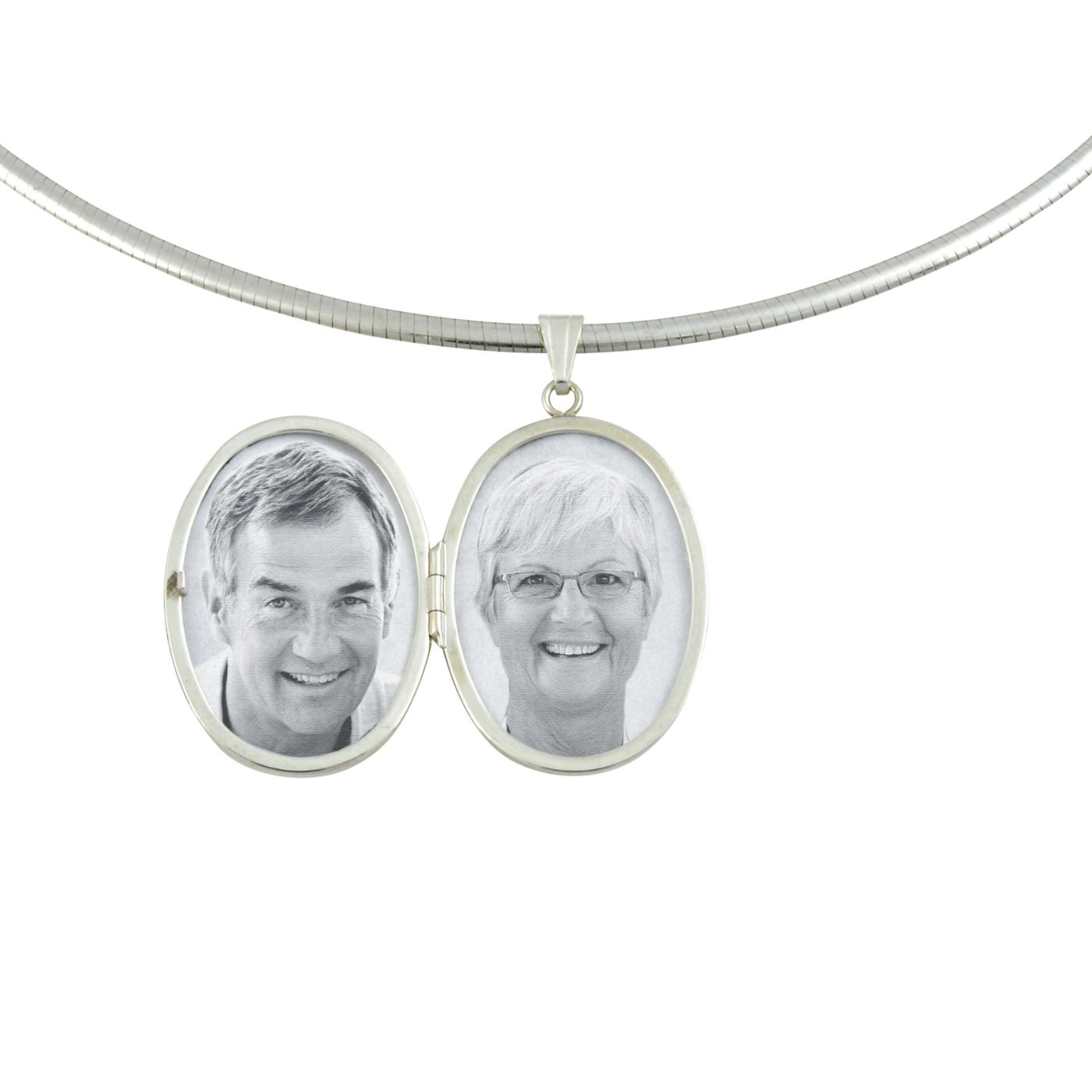 Sterling Silver Oval Locket Photo Engraved