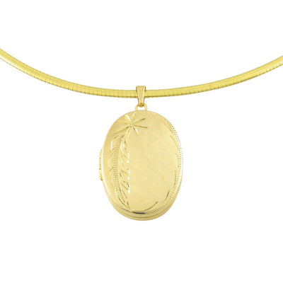 9ct Yellow Gold Oval Locket Photo Engraved