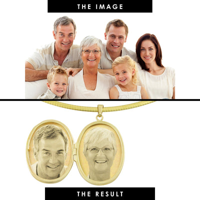 9ct Yellow Gold Oval Locket Photo Engraved