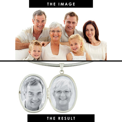 Sterling Silver Oval Locket Photo Engraved